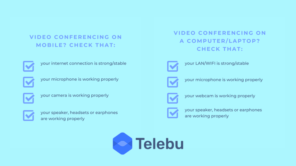 Video conferencing tips - pre-meeting checklist