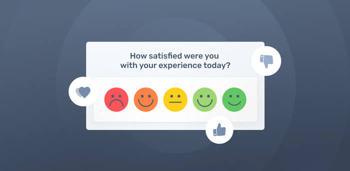  Customer Satisfaction Score (CSAT) | CSAT scores displaying different icons with the question how satisfied were you with your experience today?