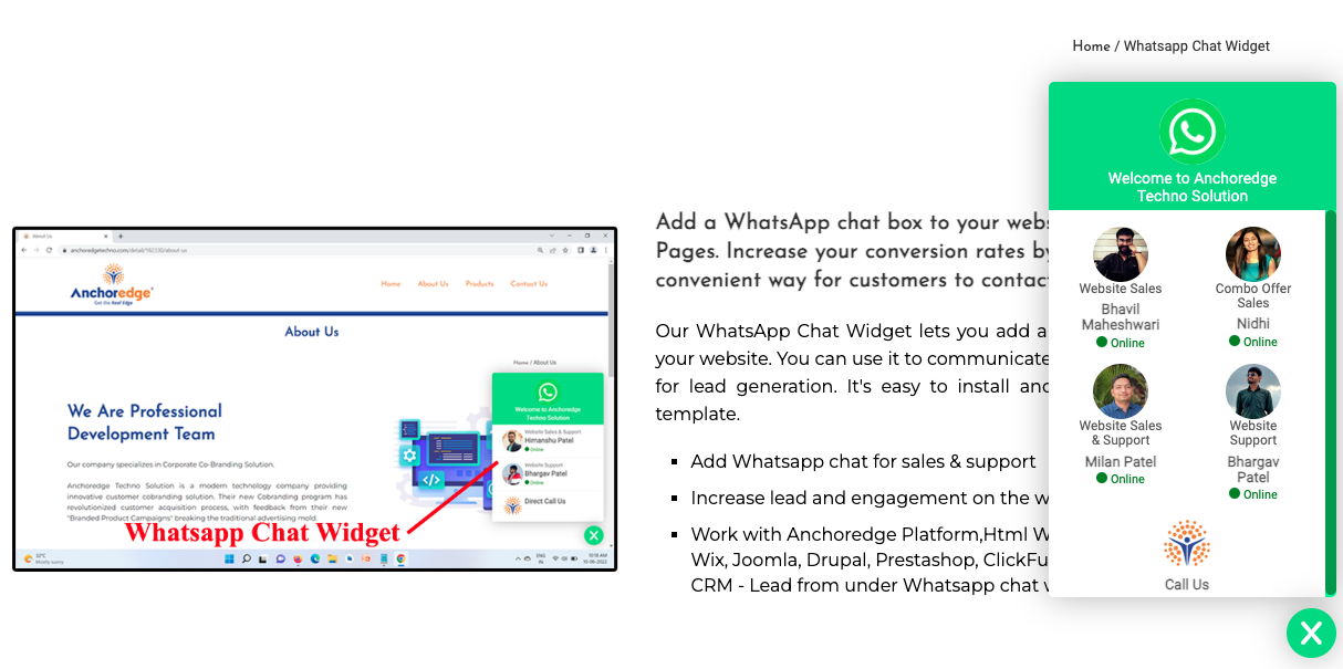 WhatsApp chat widget integration use cases